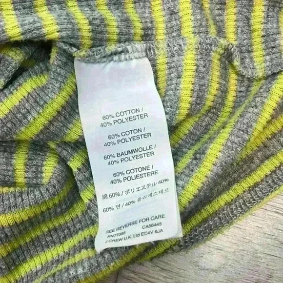 J. Crew Yellow & Grey Striped Ribbed Long Sleeve Top Size M - Picture 7 of 8